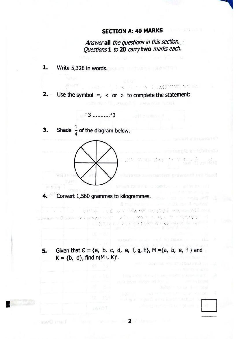 PLE 2025 Mathematics Past Paper & Answers — page 2