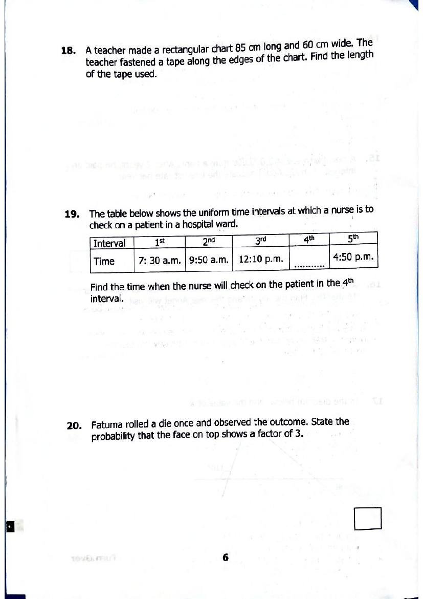 PLE 2025 Mathematics Past Paper & Answers — page 6