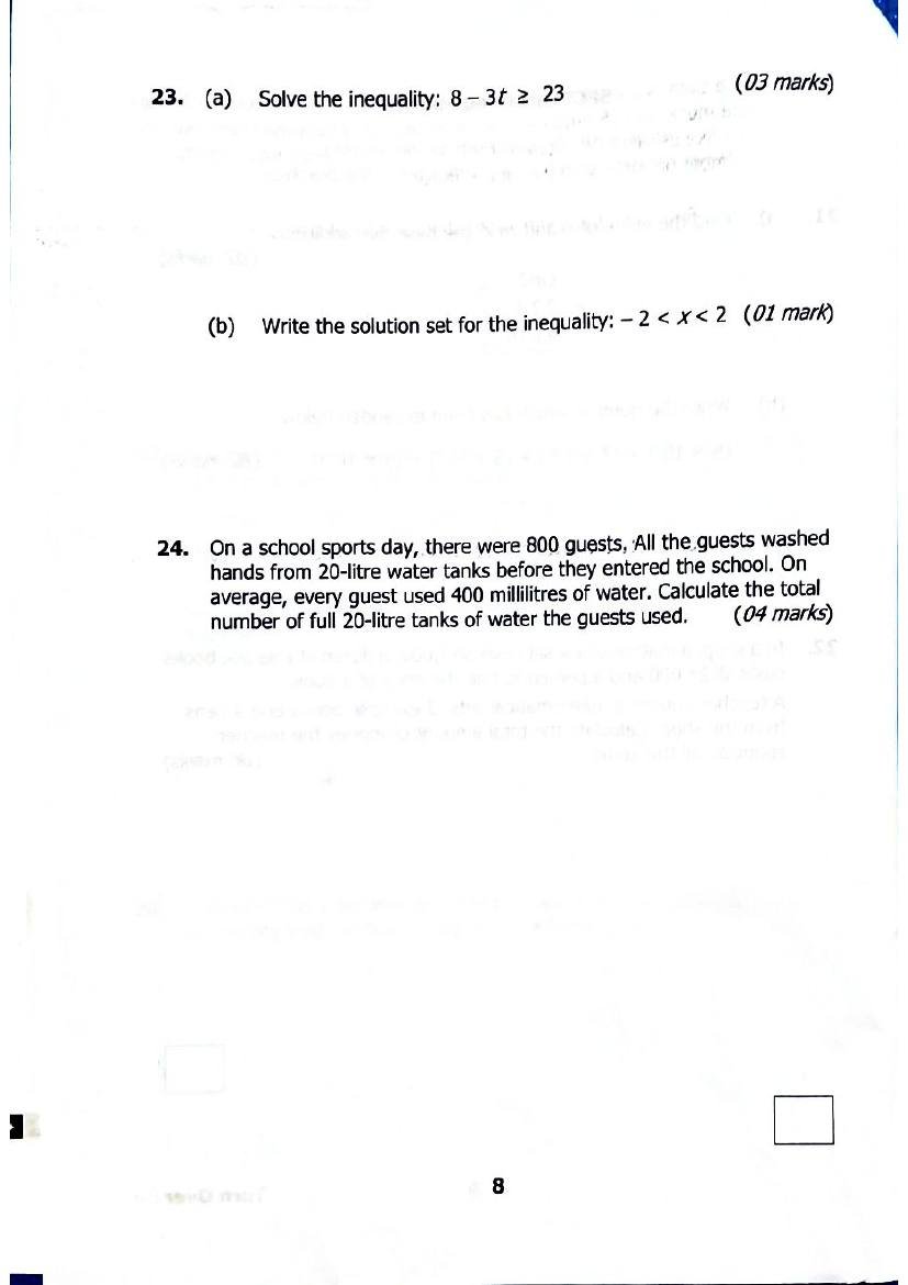 PLE 2025 Mathematics Past Paper & Answers — page 8