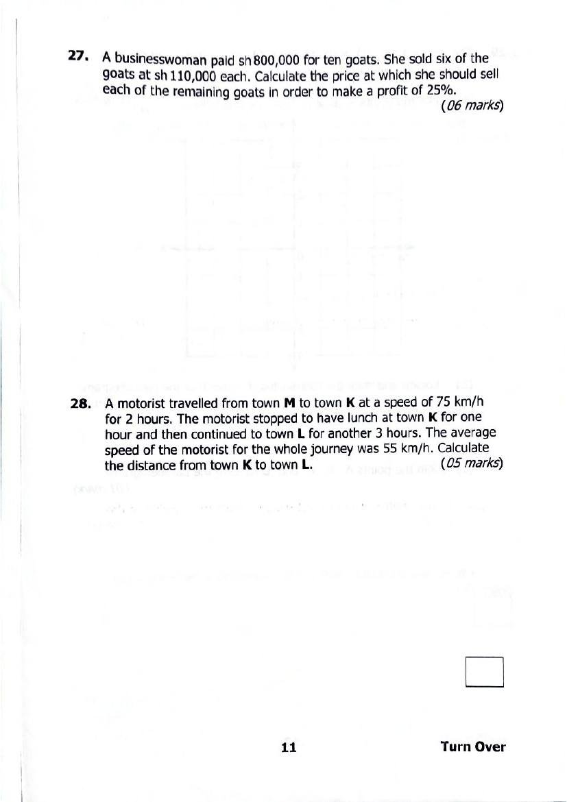 PLE 2025 Mathematics Past Paper & Answers — page 11