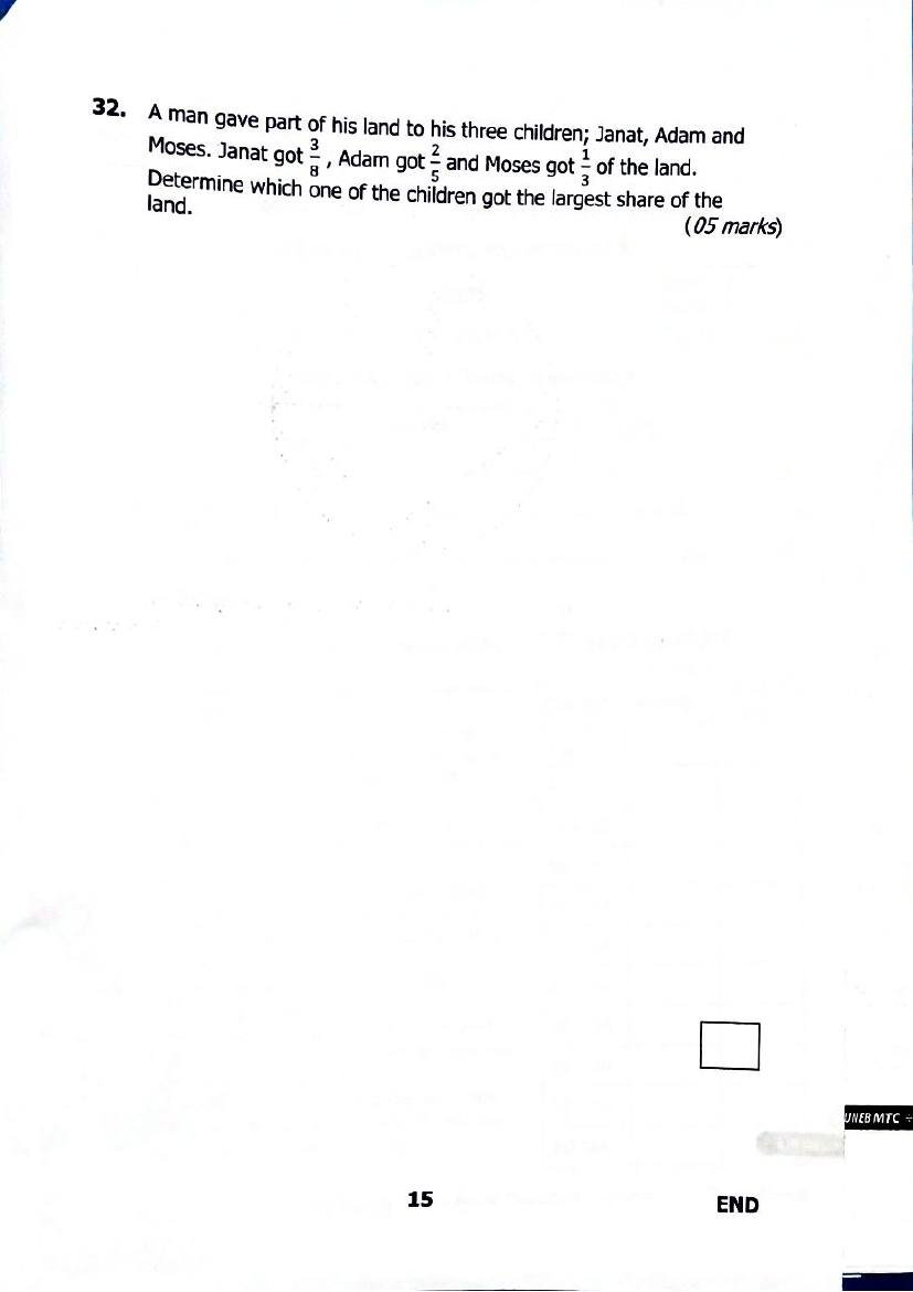 PLE 2025 Mathematics Past Paper & Answers — page 15
